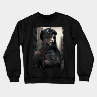 Steamgoth Woman on the Street Crewneck Sweatshirt
